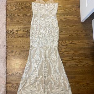 White floor length gown